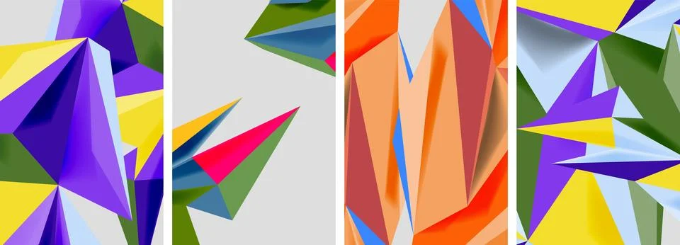 Set of mosaic triangle pattern abstract posters. Vector illustration For Illustrazione stock