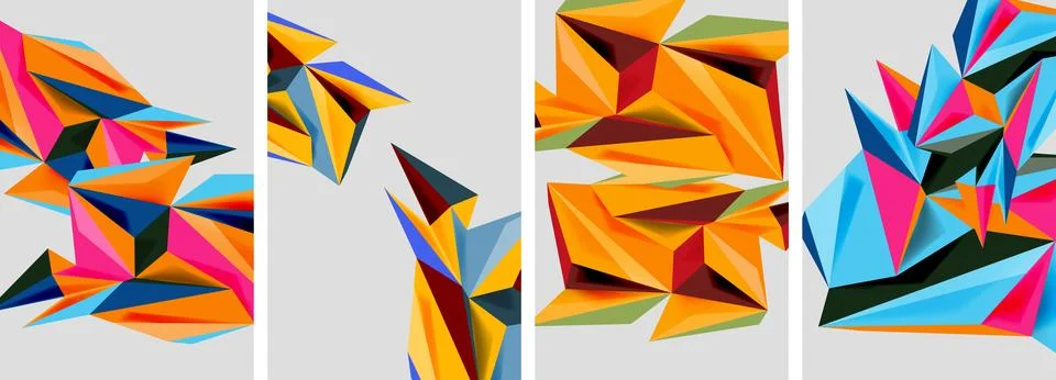 Set of mosaic triangle pattern abstract posters. Vector illustration For Illustrazione stock