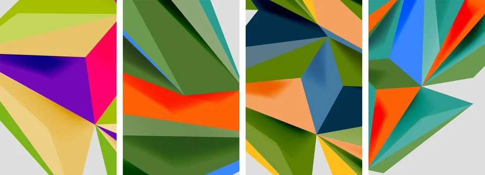 Set of mosaic triangle pattern abstract posters. Vector illustration For Illustrazione stock