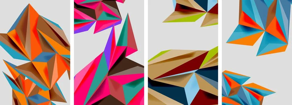 Set of mosaic triangle pattern abstract posters. Vector illustration For Stock Illustration
