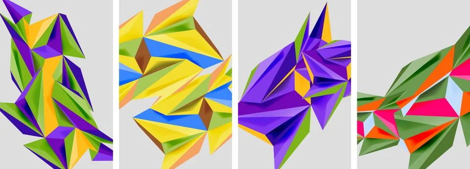 Set of mosaic triangle pattern abstract posters. Vector illustration For Illustrazione stock