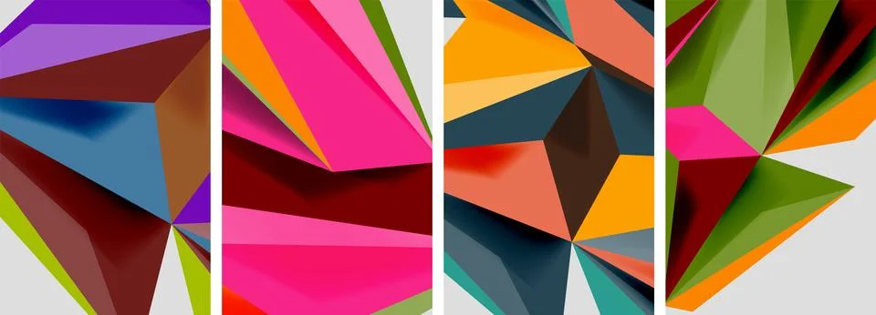 Set of mosaic triangle pattern abstract posters. Vector illustration For Stock Illustration