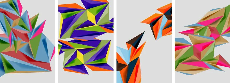 Set of mosaic triangle pattern abstract posters. Vector illustration For Stock Illustration