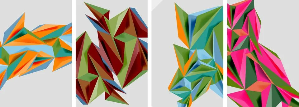 Set of mosaic triangle pattern abstract posters. Vector illustration For Stock Illustration