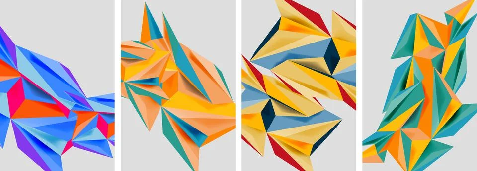 Set of mosaic triangle pattern abstract posters. Vector illustration For Stock Illustration