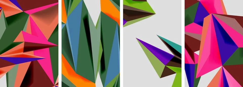 Set of mosaic triangle pattern abstract posters. Vector illustration For Stock Illustration