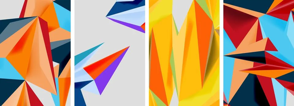 Set of mosaic triangle pattern abstract posters. Vector illustration For Illustrazione stock