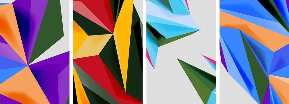 Set of mosaic triangle pattern abstract posters. Vector illustration For Illustrazione stock