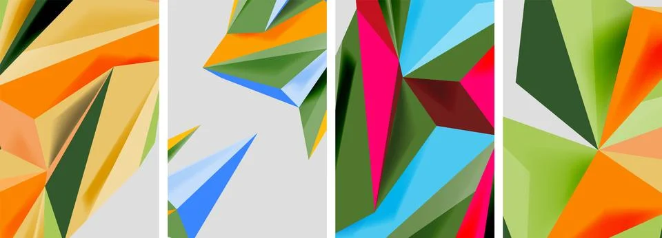 Set of mosaic triangle pattern abstract posters. Vector illustration For Stock Illustration