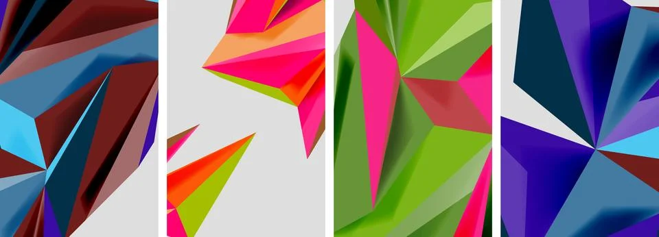 Set of mosaic triangle pattern abstract posters. Vector illustration For Stock Illustration
