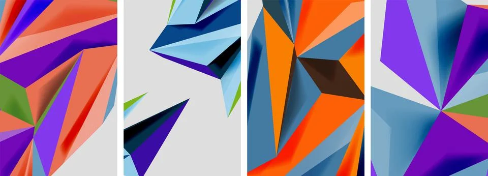 Set of mosaic triangle pattern abstract posters. Vector illustration For Illustrazione stock