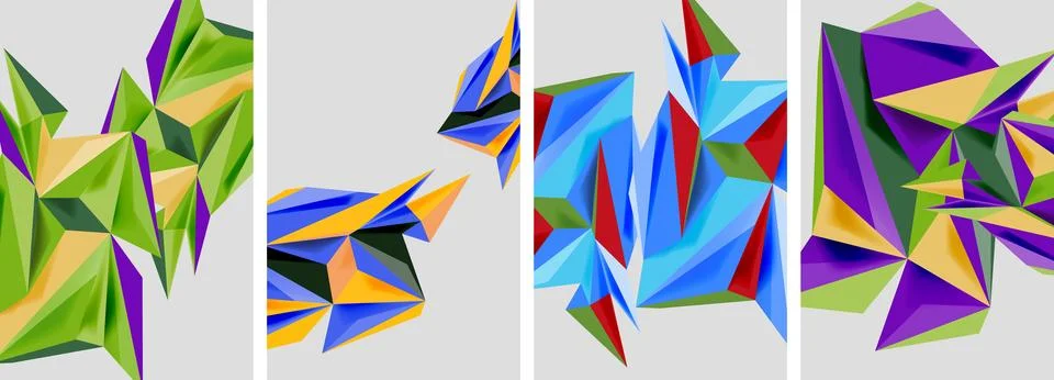 Set of mosaic triangle pattern abstract posters. Vector illustration For Stockillustratie