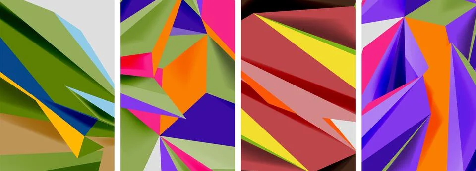 Set of mosaic triangle pattern abstract posters. Vector illustration For Stockillustratie