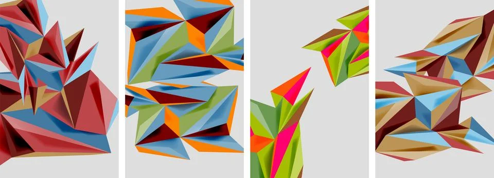 Set of mosaic triangle pattern abstract posters. Vector illustration For Stock Illustration