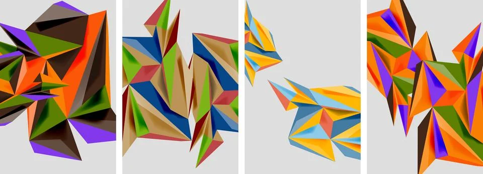 Set of mosaic triangle pattern abstract posters. Vector illustration For Stock Illustration