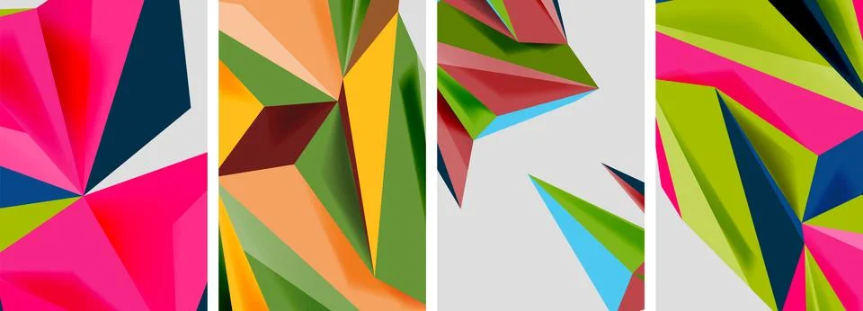 Set of mosaic triangle pattern abstract posters. Vector illustration For Illustrazione stock