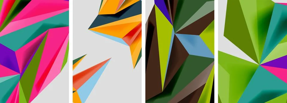 Set of mosaic triangle pattern abstract posters. Vector illustration For Illustrazione stock