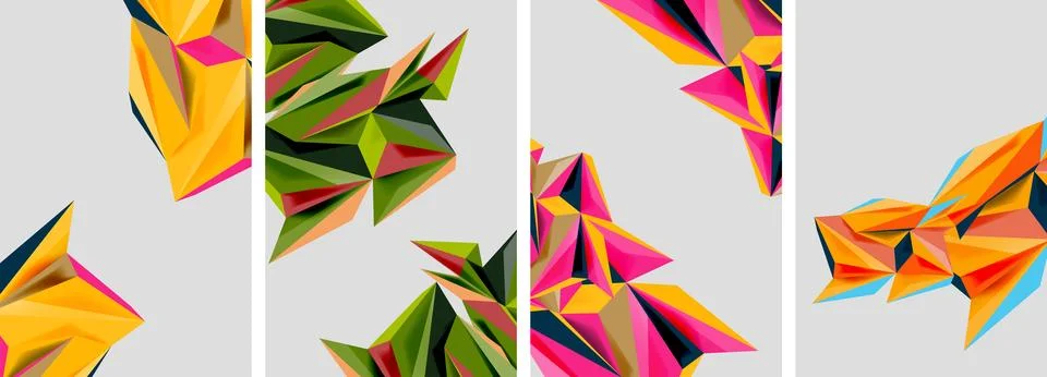 Set of mosaic triangle pattern abstract posters. Vector illustration For Stock Illustration