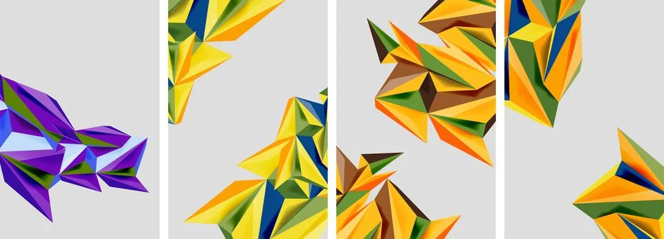 Set of mosaic triangle pattern abstract posters. Vector illustration For Illustrazione stock