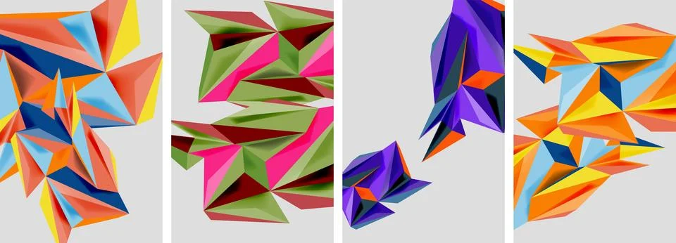 Set of mosaic triangle pattern abstract posters. Vector illustration For Stock Illustration