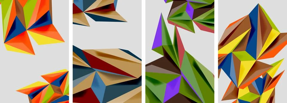 Set of mosaic triangle pattern abstract posters. Vector illustration For Stock Illustration
