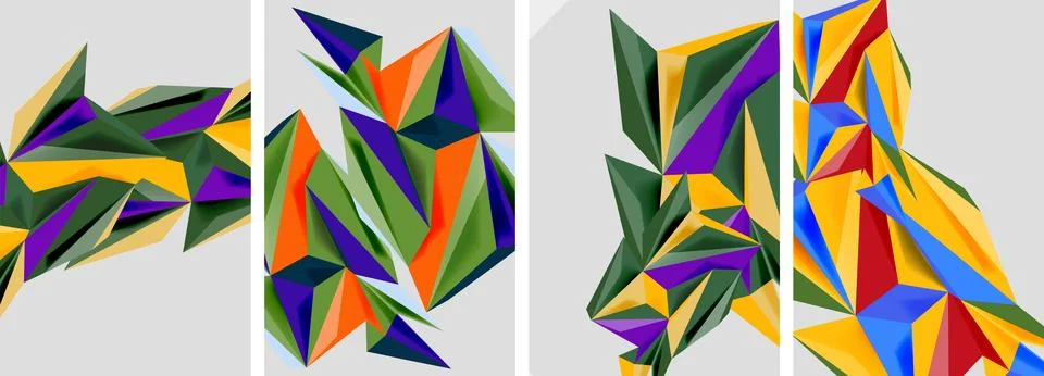 Set of mosaic triangle pattern abstract posters. Vector illustration For Stockillustratie