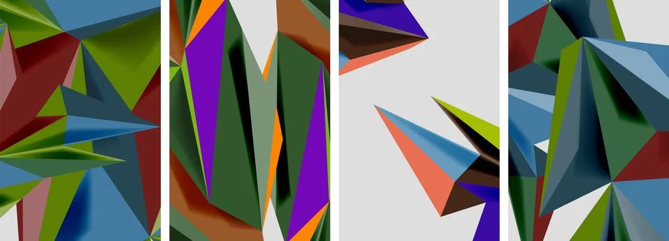 Set of mosaic triangle pattern abstract posters. Vector illustration For Illustrazione stock