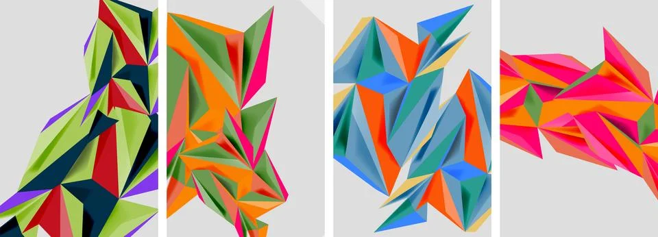 Set of mosaic triangle pattern abstract posters. Vector illustration For Stockillustratie