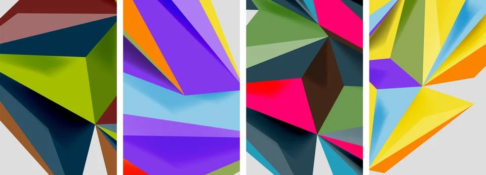 Set of mosaic triangle pattern abstract posters. Vector illustration For Illustrazione stock
