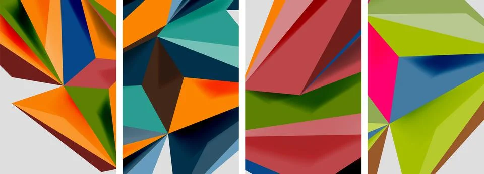 Set of mosaic triangle pattern abstract posters. Vector illustration For Stock Illustration