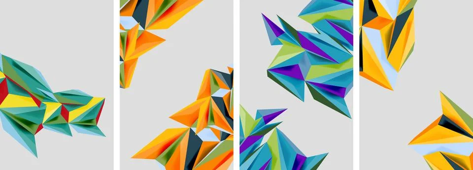 Set of mosaic triangle pattern abstract posters. Vector illustration For Stock Illustration