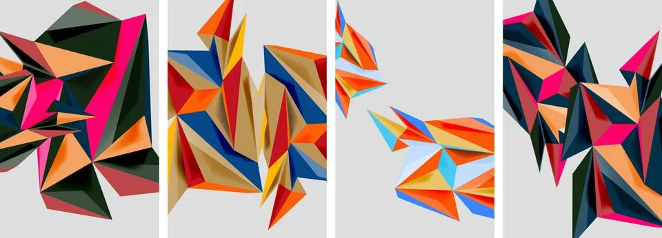 Set of mosaic triangle pattern abstract posters. Vector illustration For Illustrazione stock