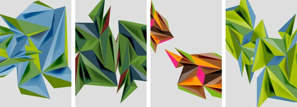 Set of mosaic triangle pattern abstract posters. Vector illustration For Illustrazione stock