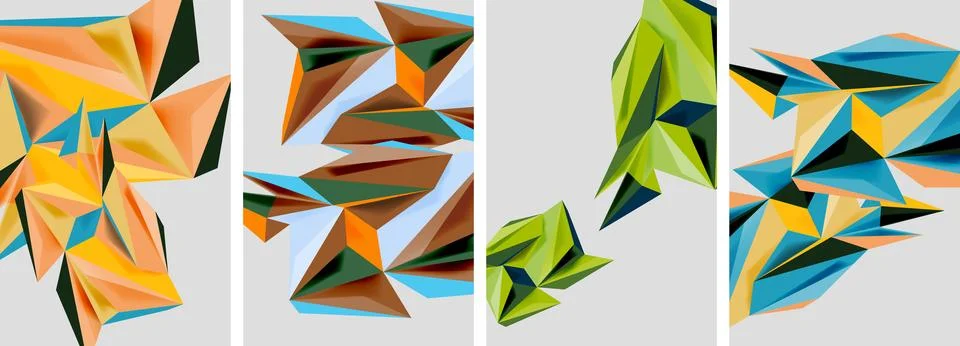 Set of mosaic triangle pattern abstract posters. Vector illustration For Illustrazione stock