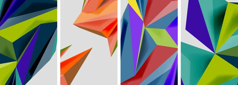 Set of mosaic triangle pattern abstract posters. Vector illustration For Stock Illustration