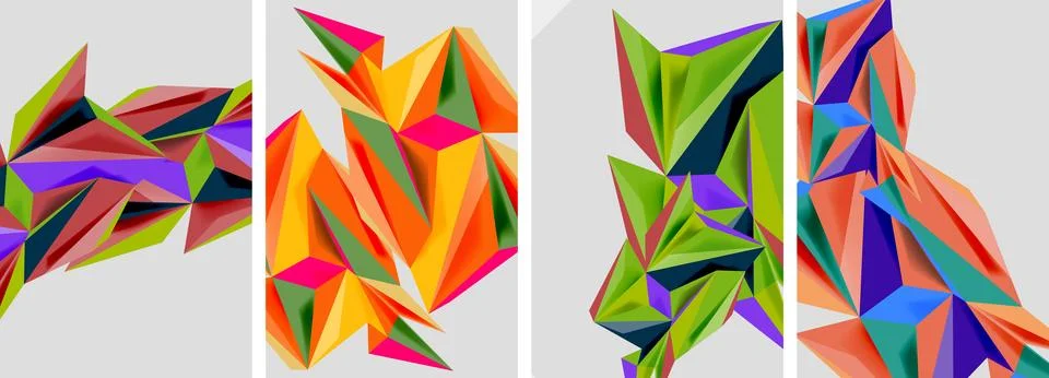 Set of mosaic triangle pattern abstract posters. Vector illustration For Stockillustratie