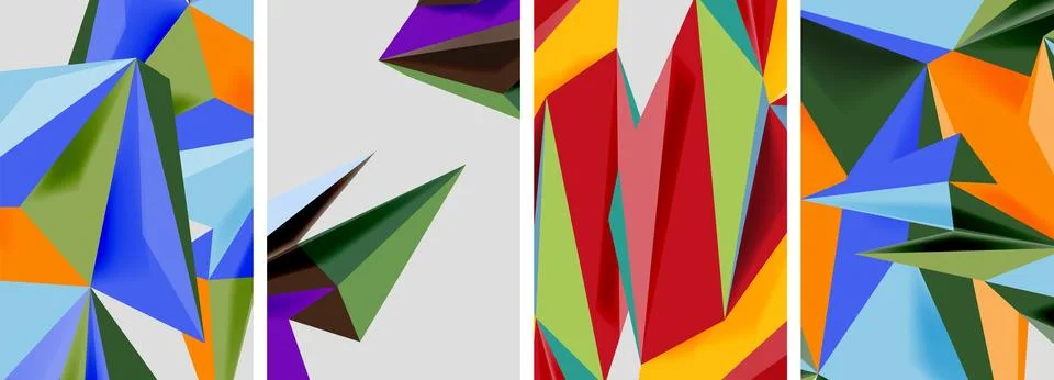 Set of mosaic triangle pattern abstract posters. Vector illustration For Illustrazione stock