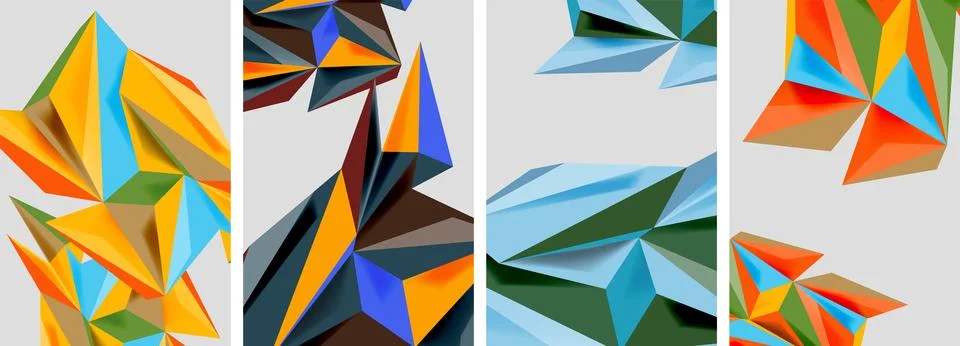 Set of mosaic triangle pattern abstract posters. Vector illustration For Stockillustratie