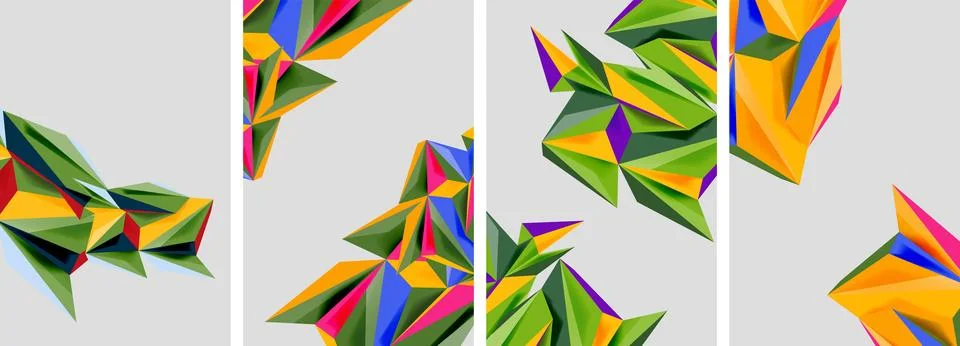 Set of mosaic triangle pattern abstract posters. Vector illustration For Stock Illustration