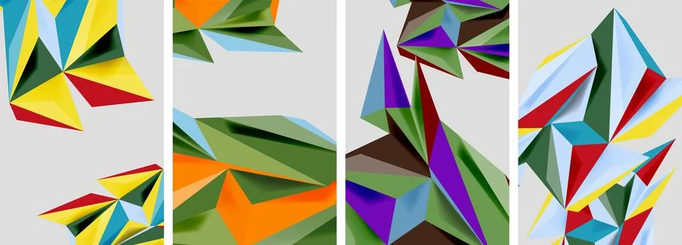 Set of mosaic triangle pattern abstract posters. Vector illustration For Stock Illustration