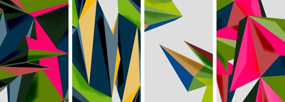 Set of mosaic triangle pattern abstract posters. Vector illustration For Stock Illustration
