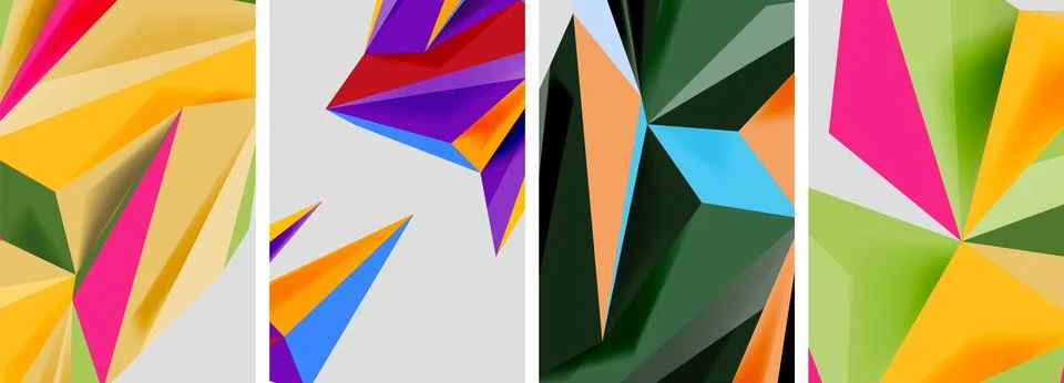 Set of mosaic triangle pattern abstract posters. Vector illustration For Stockillustratie