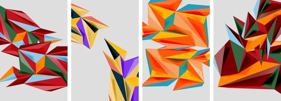 Set of mosaic triangle pattern abstract posters. Vector illustration For Stockillustratie