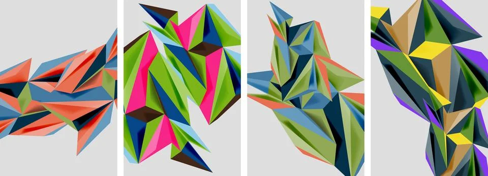 Set of mosaic triangle pattern abstract posters. Vector illustration For Stockillustratie