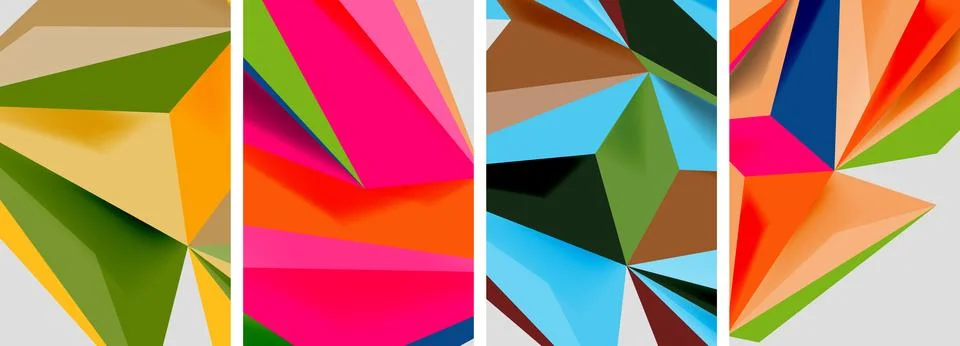 Set of mosaic triangle pattern abstract posters. Vector illustration For Stockillustratie