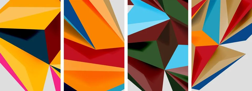 Set of mosaic triangle pattern abstract posters. Vector illustration For Illustrazione stock