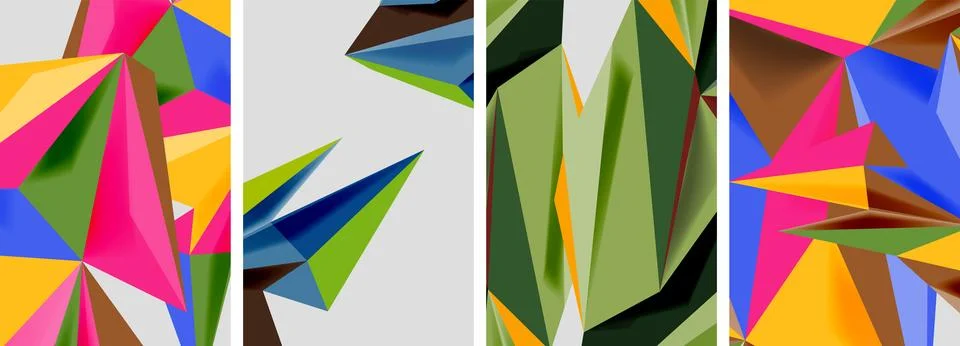 Set of mosaic triangle pattern abstract posters. Vector illustration For Stock Illustration