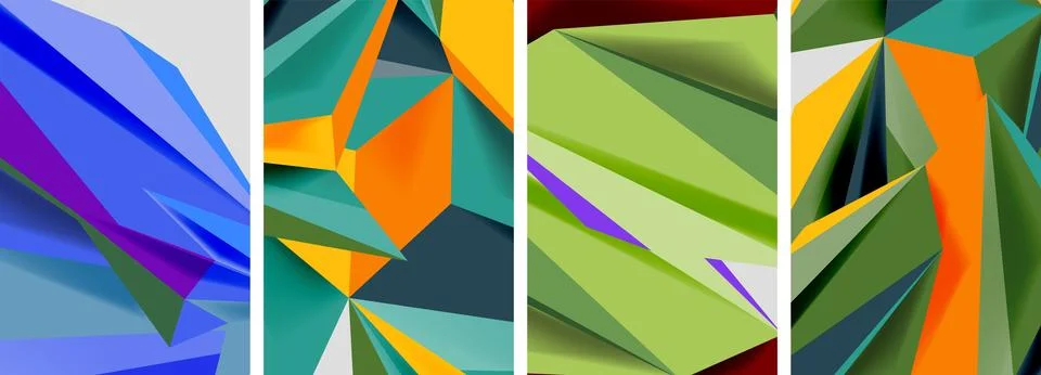 Set of mosaic triangle pattern abstract posters. Vector illustration For Illustrazione stock
