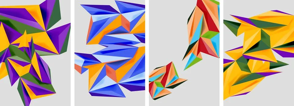 Set of mosaic triangle pattern abstract posters. Vector illustration For Illustrazione stock