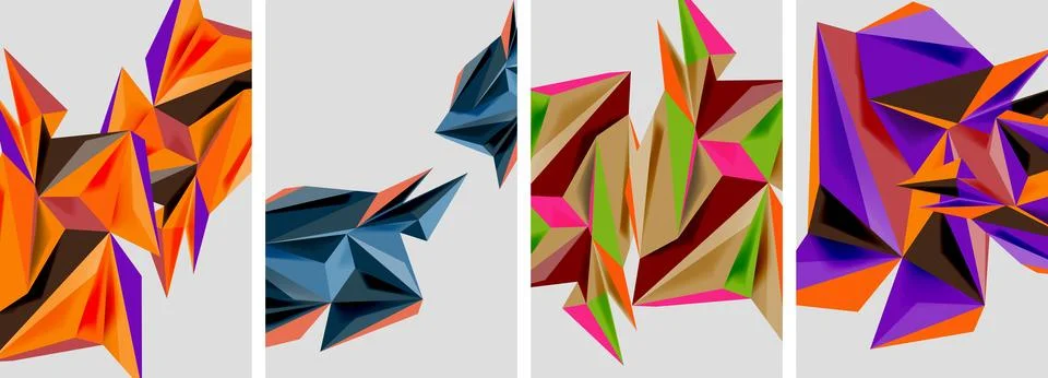 Set of mosaic triangle pattern abstract posters. Vector illustration For Stock Illustration